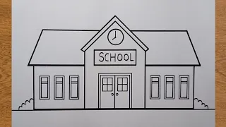 How to Draw School || Very Easy | Drawing School For Beginners