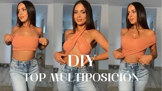 DIY TOP MULTIPOSCIÓN 💥 Con camiseta básica y Sin coser!!! Súper fácil! DIY Tendencia 2022!