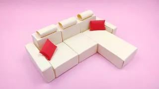 Easy making paper couch | Origami dollhouse couch | Mini paper sofa | Doll-house Furniture