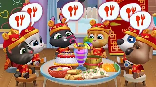 My Talking Tom Friends Lunar New Year trying funny chinese food Gameplay Android ios