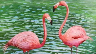 How to Paint Pink Flamingos Acrylic Painting LIVE Tutorial