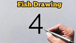 Fish Drawing from number 4 | Easy fish Drawing for beginners | Number drawing