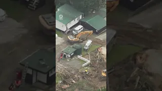 Aerial footage shows destructive Muriwai landslip