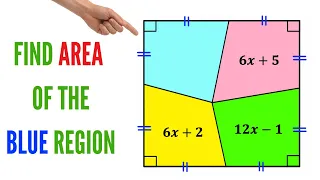 Can you find the area of the Blue shaded region? | (Important Geometry skills explained)  #math