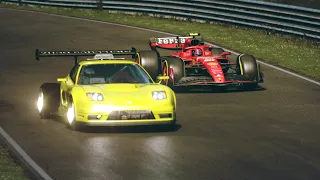 Acura NSX-F1 vs F1 2024 Ferrari SF-24 at Nordschleife