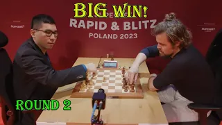 BIG WINNING!! Wesley So vs Magnus Carlsen || Superbet Blitz 2023 - R2
