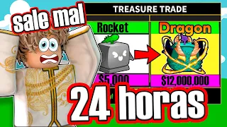 TRADEANDO de ROCKET a DRAGON en 24 HORAS en BLOX FRUITS SALE MAL!