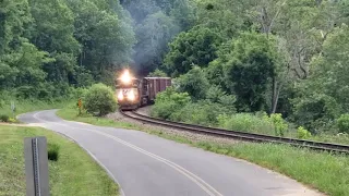 Norfolk Southern 136 accelerating up hill at Milepost 90.