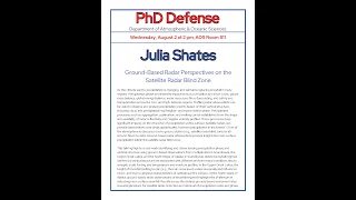 Julia Shates  - Ph.D. Defense