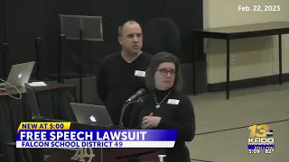 Lawsuit filed against Falcon School District after two women were escorted from board meeting