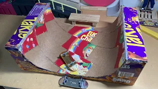 Making a DIY Fingerboard Halfpipe Out of Cardboard Cereal Boxes 📦