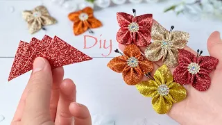 Бабочки из глиттерного фоамирана DIY Butterfly Hair Bows / Glitter Foam Sheet Craft