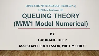 UNIT 5 Lec 08 Queuing MM1 Model Numerical