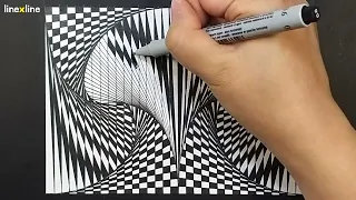 OP ART, How to draw optical illusion art , Geometric art - 124