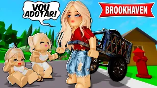 A POBRE achou duas BEBÊS ABANDONADAS e virou DONA DA MANSÃO | Historinha ROBLOX | Brookhaven RP🏡