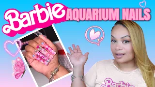 These nails took so long to do!  BARBIE AQUARIUM NAILS