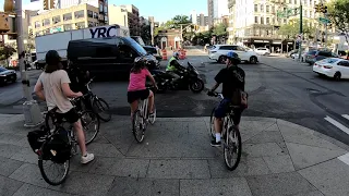 Cycling from New York City Hall, Manhattan to Astoria Park, Queens during Rush Hour