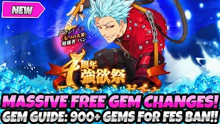 *MASSIVE FREE GEM CHANGES* GEM GUIDE: How To Get 900+ Gems For Transcendent Ban (7DS Grand Cross)