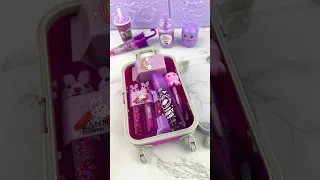 Packing Mini Suitcase with PURPLE Lip Balm Satisfying Video ASMR! #asmr 💜🍇☂️