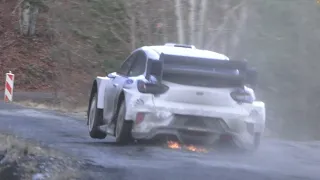 Test Rallye Monte-Carlo 2023 Ott Tanak Day 3 Ford Puma WRC Hybrid max attack pure sound and jump