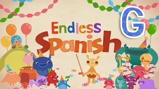 Endless Spanish Letter G - Sight Words: GATO, GRACIOSO, GRANDE, GRANJA | Originator Games