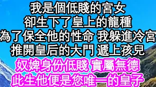 我是個低賤的宮女，卻生下了皇上的龍種，為了保全他的性命 我躲進冷宮，推開皇后的大門 遞上孩兒，奴婢身份低賤 實屬無德，此生他便是您唯一的皇子| #為人處世#生活經驗#情感故事#養老#退休