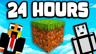 We Played Minecraft ONE BLOCK for 24 Hours Straight!