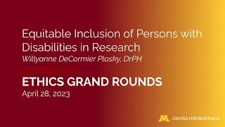 Equitable Inclusion of Persons with Disabilities in Research