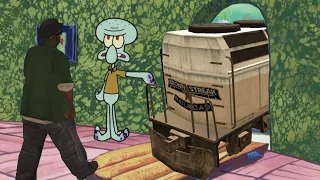 Squidward kicks Big Smoke and The Damn Train out of his house