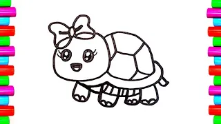 Drawing a turtle | How to draw turtle | Painting and coloring for kids,toddlers