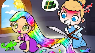 Rapunzel Mother and Daughter But Rainbow Hair Made Me Rich | Princess In Avatar World | Toca Boca