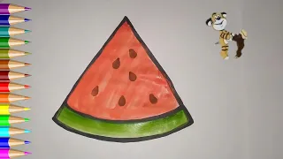 DRAW A PICTURE OF WATERMELON | РИСОВАНИЕ АРБУЗА | Bolalar uchun tarvuz rasmini chizish