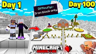 We Survive 100 Days In *Iron Block* Only World In Minecraft Hardcore