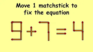 9+7=4 turn this wrong equation into correct | Match stick puzzle #296 | Puzzles with Answer