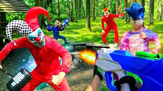 Nerf War / Forest Battle Collection 2 (Nerf First Person Shooter) / Nerf Killer Clown Attack