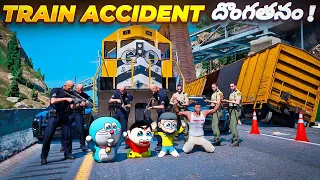 Shinchan & Doraemon Steals Containers From Train😱 || GTA V Train Accident