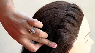 Party Wear Hairstyle For Medium Hair || Easy Part Hairstyle For Girls