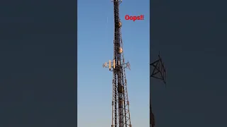 Dangerous fall from cell tower caught on film