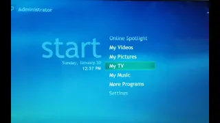 Windows XP Media Center startup