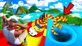 SHINCHAN AND FRANKLIN TRIED THE LONGEST WATER SLIDE HOLE FROM SKY CHALLENGE GTA 5