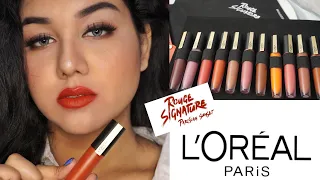 L'Oreal Paris Rouge Signature Lipstick Review + All Shades Swatches | For Indian Skin tone .