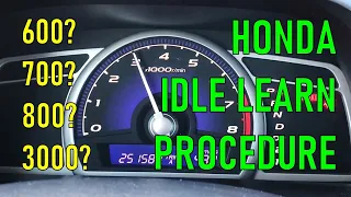 How to set the idle speed by the Honda Idle Learn Procedure 2006-2011 8th gen Civic