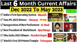 Last 6 Month Current Affairs 2023 | Dec 2022 To May 2023 | Most Importrant Current Affairs 2023