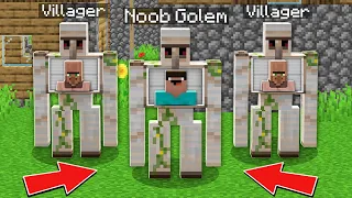 Minecraft NOOB vs PRO: HOW NOOB AND VILLAGERS CONTROL GOLEM FROM INSIDE Challenge 100% trolling