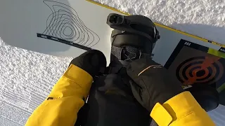 Snowboard training on Mount Uktus in snow park (how I did my first backside 180 on a springboard)