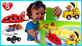 ЛЕГО дупло АЭРОПОРТ Разбился САМОЛЁТИК при посадке Lego Duplo Airport  video for kids MirSash