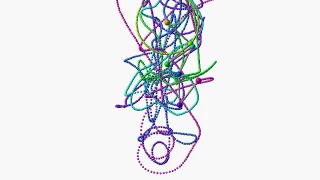 Sextuple (6) pendulum starting from vertical position / simulation / chaos