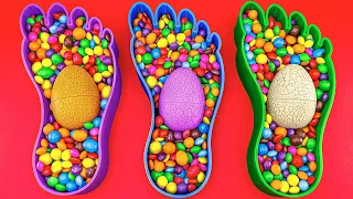 Most Satisfying Video | Mixing Rainbow Candy ASMR in 3 Foot BathTub with Color Surprise Eggs Cutting