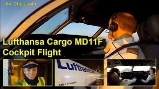 AMAZING Lufthansa Cargo MD-11F full cockpit flight to New York JFK! [AirClips full flight series]