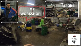MY WORKSHOP!!! -- 2/3 OF THE WAY THERE -- HOARDERS WORKSHOP CLEAR OUT AFTER 24 YEARS OF GATHERING